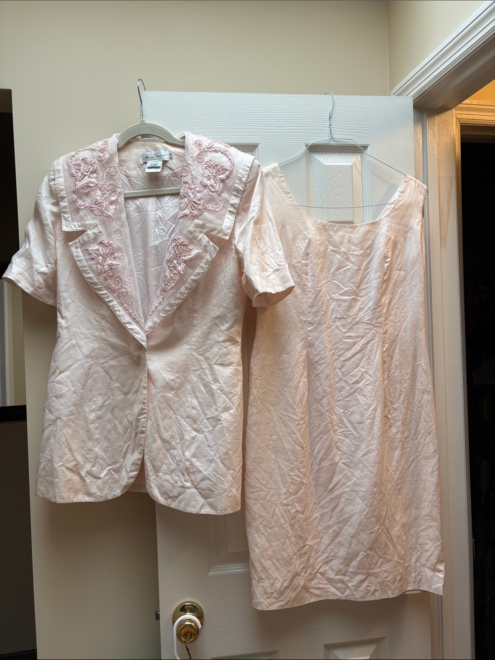 Anne French suit dress Vintage size 6 100% Ramie 1980’s